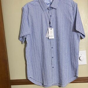 Robert Graham Blue and White Striped Button-Down Shirt